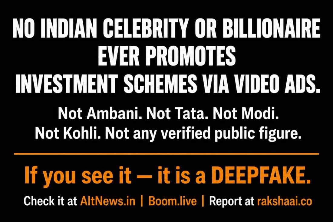 Indian public figures do not promote guaranteed investment schemes through viral video ads