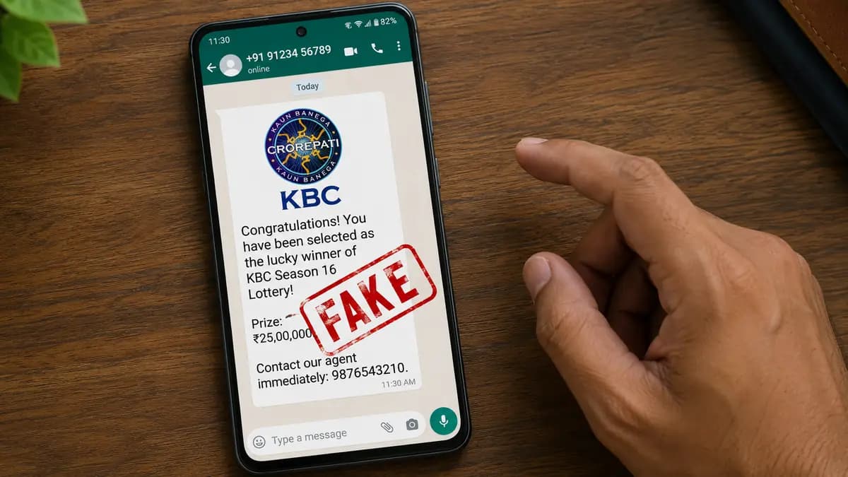 Lottery scam India 2026, fake KBC prize WhatsApp message fraud warning