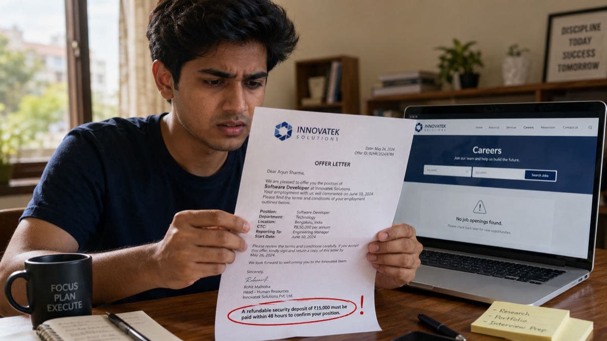 Job scam India 2026, fake MNC offer letter security deposit fraud
