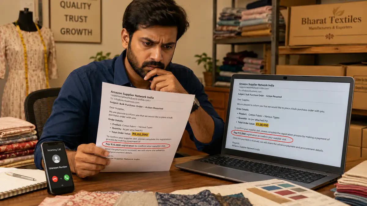 Business scam India 2026, SME freelancer fake purchase order advance payment fraud