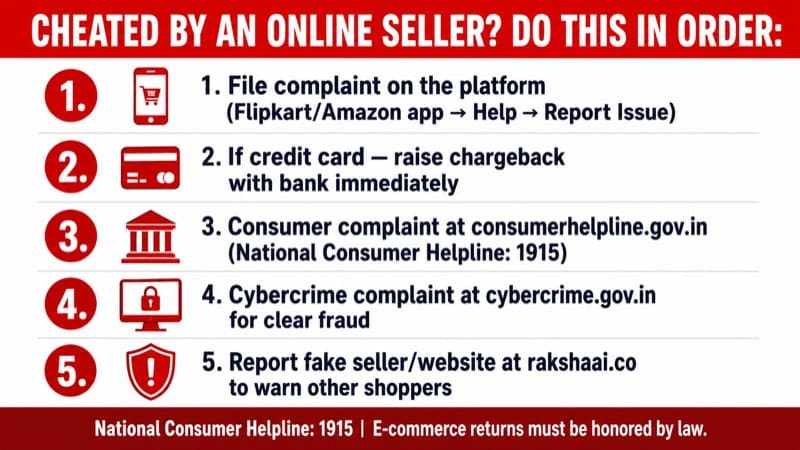What to do if cheated by an online seller in India, complaint and recovery steps