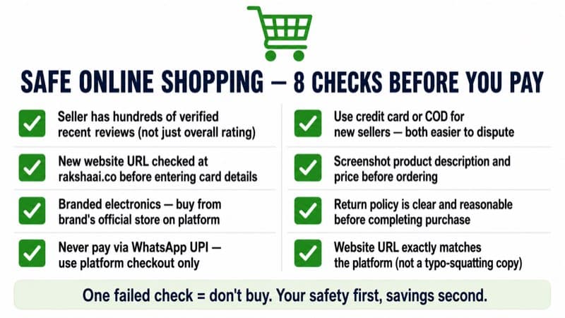 Safe online shopping checklist India 2026 with 8 steps before every purchase
