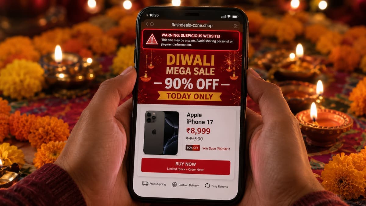 Festive season scam India 2026, fake Diwali sale website gifting fraud