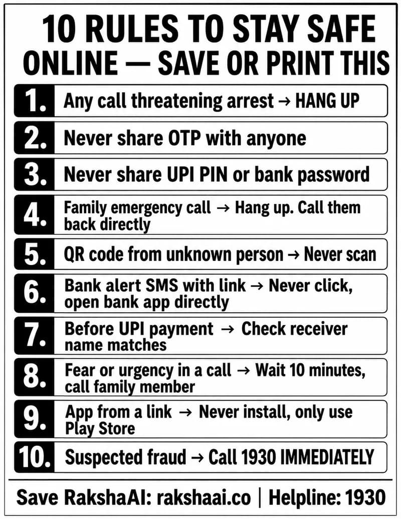 10 cyber safety rules for senior citizens India, printable guide for parents