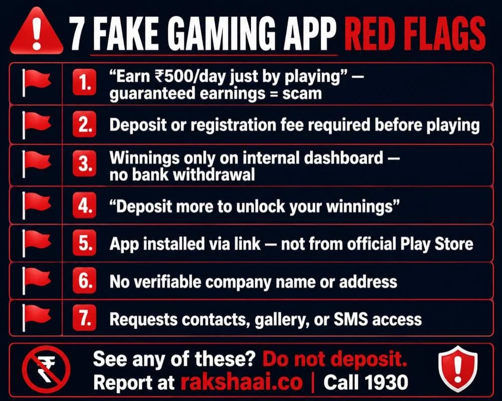 7 red flags of a fake gaming app India 2026  warning signs of earn-to-play scam