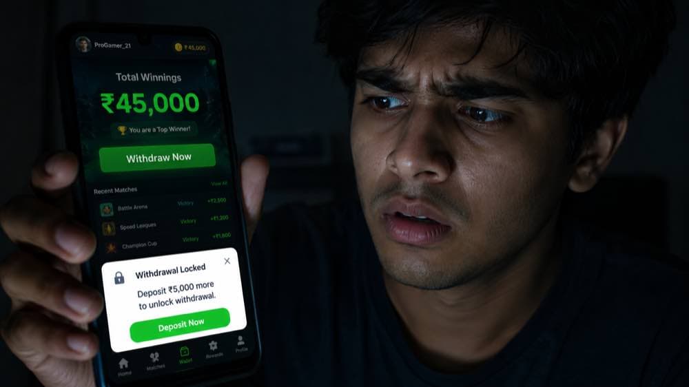Gaming app scam India 2026 — fake earn-to-play fraud stealing money from Indian gamers