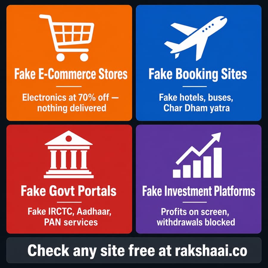 4 types of fake websites targeting Indians: fake e-commerce stores, fake booking sites, fake govt portals, fake investment platforms