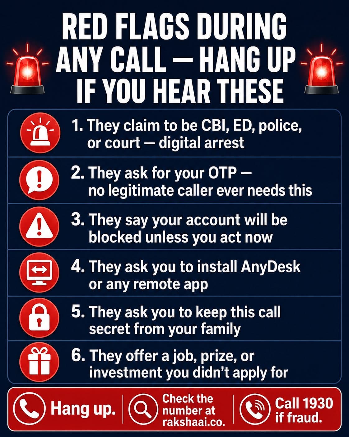 Red flags during suspicious phone call India - scam call warning signs