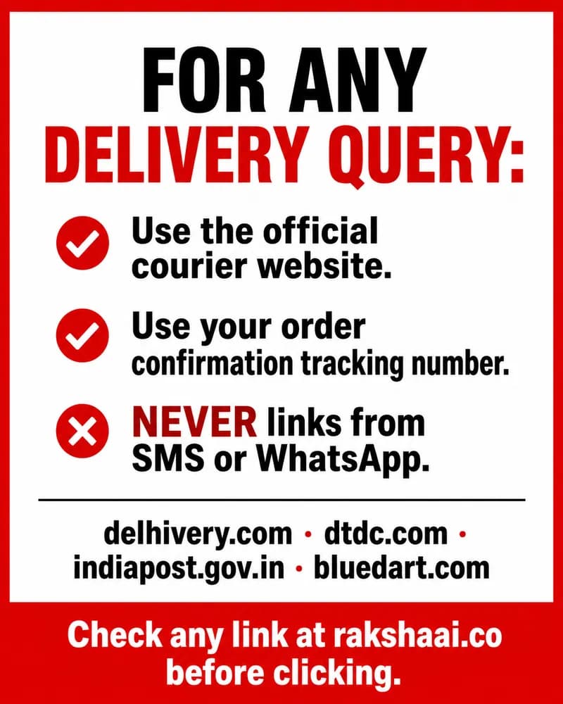 One rule to avoid fake delivery SMS scam India - use official courier website only