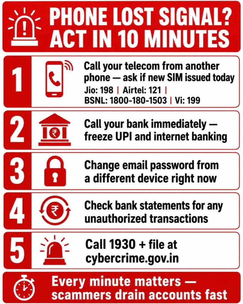 What to do if SIM swap fraud India  10 minute emergency action plan