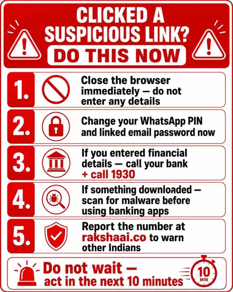 What to do after clicking suspicious WhatsApp link India  emergency steps
