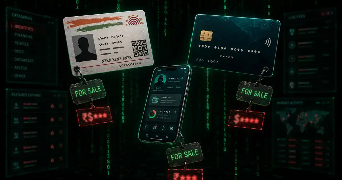 Dark web India 2026, personal data Aadhaar bank card and phone number offered for sale