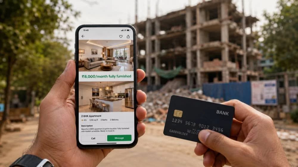 Fake rental scam India 2026 advance payment for non-existent flat listing fraud
