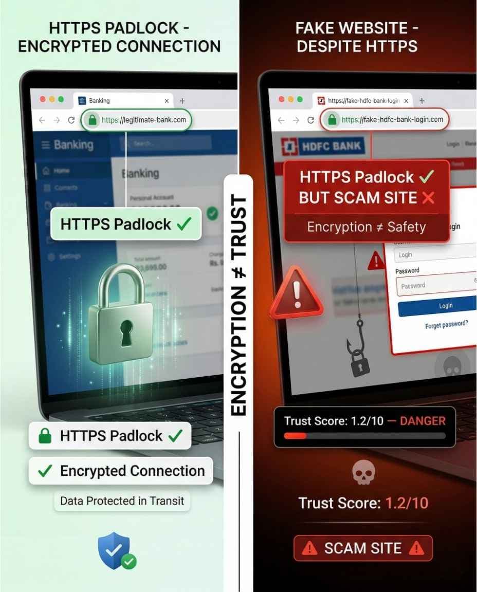HTTPS padlock versus website safety comparison for Indian users
